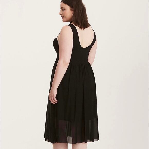 Torrid Black Sleeveless Knit To Mesh Skater Dress Sz.3 - Picture 2 of 14